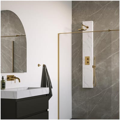 Brauer Gold Edition Thermostatisch Douchepaneel Calacatta Gold - 20 cm - 2-weg - Goud Geborsteld PVD