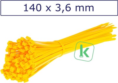 PRO-TIE® - Tyraps, kabelbinders 140 x 3,6 mm Geel (Zak 100 stuks) (tiewrap/tyrap/tie-wrap/bundelbandje/colsonbandje/)