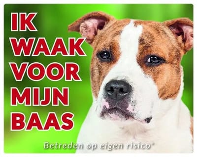 American Stafford Waakbord - Ik waak voor mijn baas