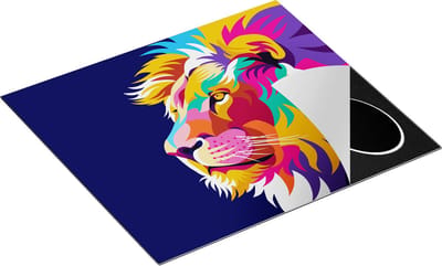 Chefcare Inductie Beschermer Gekleurde Leeuw - Leeuwenkop - Abstract - 60x50 cm - Afdekplaat Inductie - Kookplaat Beschermer - Inductie Mat
