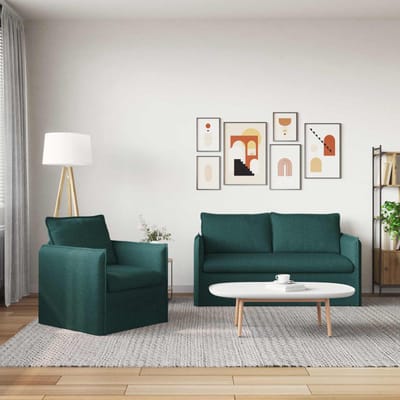 vidaXL Bankstel 2 pcs Donkergroen 156 x 82 x 85 cm Stof