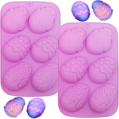 Dailygoods - YXHZVON 2 stuks Paashaas siliconen snoepvormen, paasei siliconen bakvormen, 6 holtes paaseieren en hazen siliconen vormen voor DIY chocolade snoep gelei