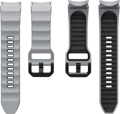 Siliconen bandje - geschikt voor Samsung Galaxy Watch 7 / Watch FE / Watch 6 / Watch 6 Classic / Watch 5 / Watch 5 Pro / Watch 4 / Watch 4 Classic - grijs-zwart