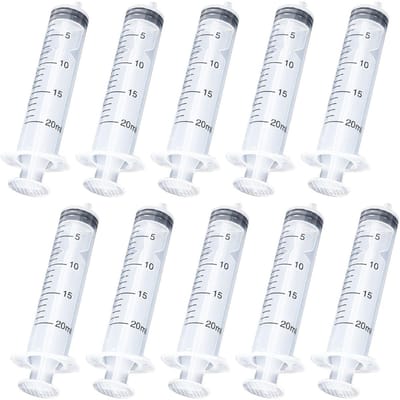 Dailygoods- Kunststof Spuit 10 Stuks - 20 ml - Doseerspuit - Voederspuit - Laboratorium - Plantenirrigatie - Nauwkeurige Metingen - Dosering