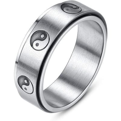Mode Yin Yang Tai Chi Rvs Spinner Ringen Voor Vrouwen Mannen Trendy Chinese Stijl Draaibare Fidget Ring Mannen Wedding band 8 gray