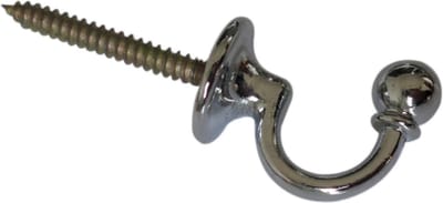 FSW-Products - 1 Stuk - Gordijnhaak - Gordijn Embrasse - Chrome - Ophanghaak - Haak - Met Schroef - Ophanghaak - Kapstokhaak -
