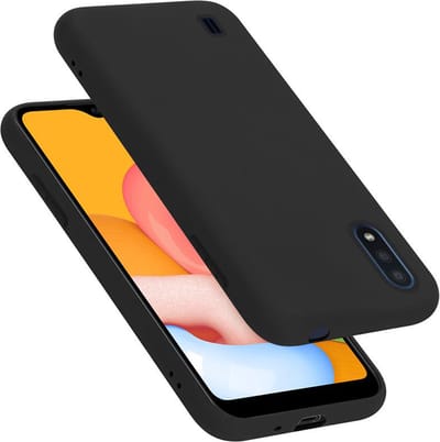 Cadorabo Hoesje geschikt voor Samsung Galaxy A01 in LIQUID ZWART - Beschermhoes gemaakt van flexibel TPU silicone Case Cover