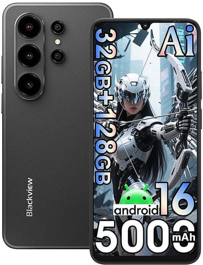 Smartphone Blackview WAVE 10 - 32 GB RAM + 128 GB ROM - Android 16 - 6,88 in - 5000mAh - 4G Dual SIM - 32 MP AI-camera - WiFi 5 - GPS - OTG - Zwart