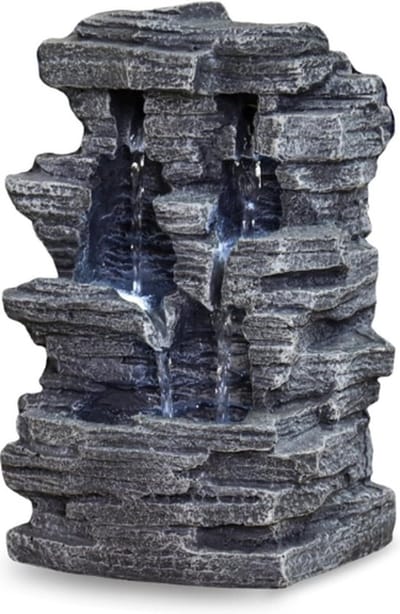 Luxe Kamerfontein – Binnenfontein – Met LED Verlichting – Voor Binnen – Indoor Fontein – Waterornament – Stijlvol Design – Grijs