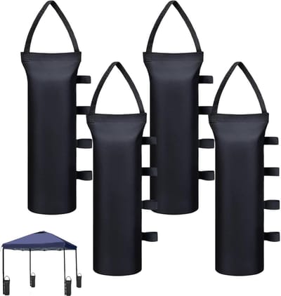TOVBMUP 4 stuks zandzakken - Gazing Pavilion contragewichtzakken - 50 * 20 cm verdikte contragewichtzakken - 40 kg contragewicht - Oxford doek - voor Gazing Pavilion poten, luifels, tenten - zwart