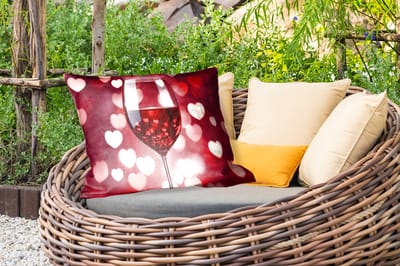 Buitenkussens - Rood - Wijn - Hartjes - 60x40 cm - Weerbestendig