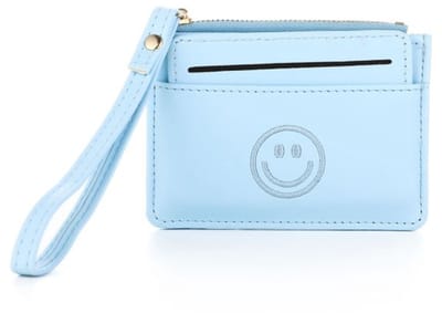 portemonnee - coin purse - happy face - licht blauw -