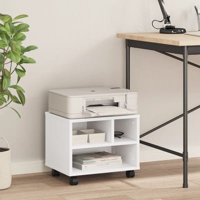 vidaXL - Printerkastje - met - wielen - 41x32x34,5 - cm - wit
