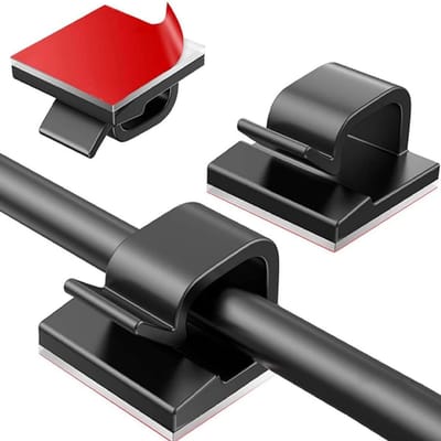 Dailygoods- Kabelhouder Zelfklevend - 50 Stuks - Zwarte Kabelclips - Kabelbeheer - Kabelorganiser - Voor Ethernet/USB/HDMI Kabels - Compacte Afmetingen 1,4 x 1,4 x 0,8 cm - Kabelclip