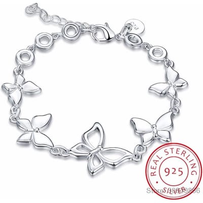 Charmants bracelets à motif papillon en argent sterling 925 véritable et oxyde de zirconium pour femmes, jolis cadeaux de mariage white
