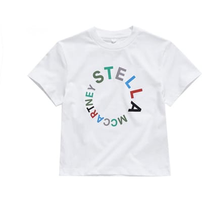 Stella Mccartney Tt8s31 Z0434 100 Rond Logo Kinder T-shirt met Korte Mouwen TT8S31 Z0434 100 (4A) white