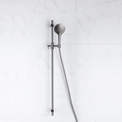 FugaFlow Eccelente Acces glijstangset met ronde handdouche, gladde doucheslang Geborsteld Gunmetal PVD