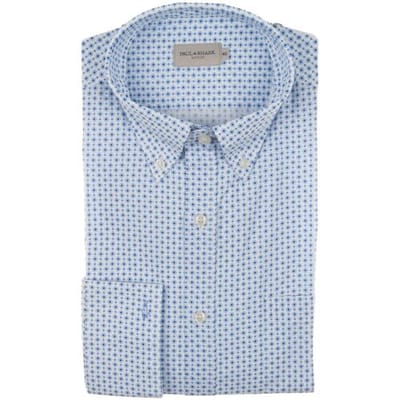 Paul & Shark Overhemd Riviera Cotton Fantasy Shirt Wit - Licht Blauw / male