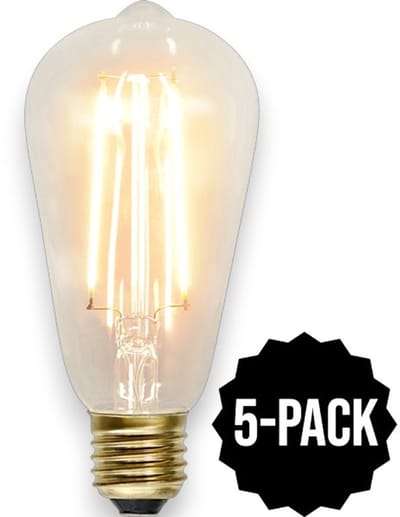 5-Pack | Druppel-Edison lamp - E27 - 2.3W - Super Warm Wit <2200K - Filament - Helder