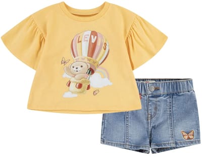 Levi´s ® Kids 1em173 Korte Mouw Set Geel 36 Months Kinderen