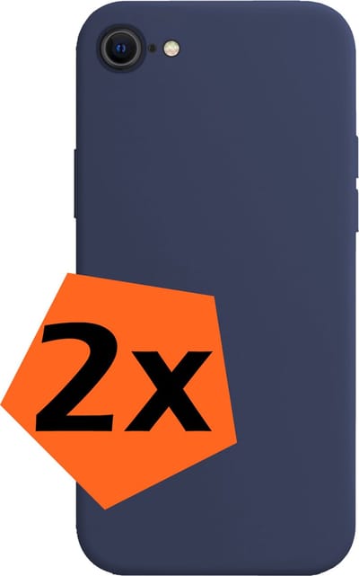 Hoes - 2 Stuks - Geschikt voor Apple iPhone SE (2022) - Sterk & Shockproof - Case Siliconen - Back Cover - Telefoon Hoes - Donkerblauw