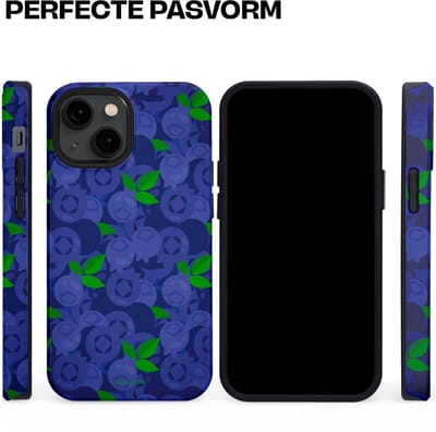 Casetastic hoesje geschikt voor Apple iPhone 13 mini - MagSafe - Dubbellaagse bescherming - Berrytastic Blauwe Blueberry Bessen - Fashion Case - Donkerblauw Groen
