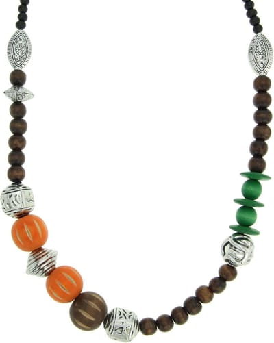 Behave - Ketting met houten kralen multikleur - Bohemian statement'