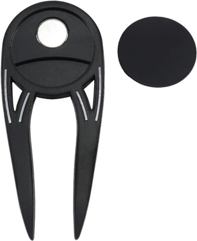 Golf Greens Forks 6-in-1 Tool - met Magnetische Ball Marker - Groove Cleaner - Putter Alignment Aid - Flesopener