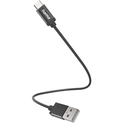 Hama USB-A naar USB-C kabel - USB-C oplaadkabel- Korte USB-C oplaadkabel - 0,2 meter - Geschikt voor Smartphone en Tablet - Zwart