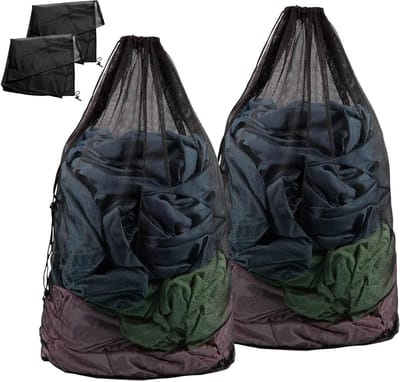 Set van 2 grote waszakken van gaas - 70 x 90 cm, stevig en duurzaam voor kleding, beddengoed en knuffels