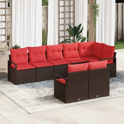 vidaXL Bankstel 8 st Bruin poly rattan