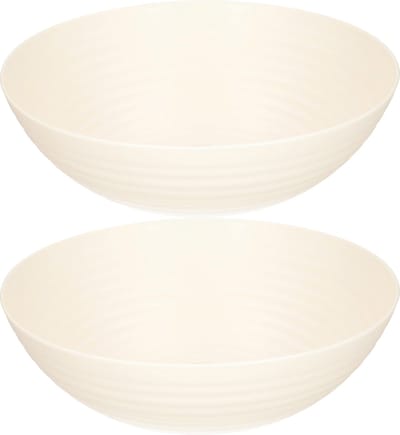 Plasticforte Serveerschaal/saladeschaal - 2x - D27 x H9 cm - kunststof - ivoor wit - 3200 ml