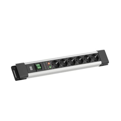 BACHMANN CONNECTUS 6xCEE7/3, 1xSPD 1xschakelaar 2,0 m CEE7/7 grijs