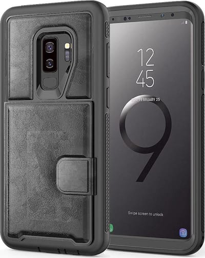 Samsung Galaxy S9 Backcover | Zwart | PU Leer | Pasjeshouder | met Magneet voor Autohouder