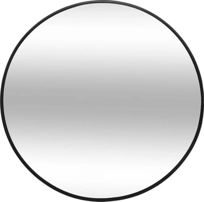 Atmosphera Spiegel/wandspiegel - rond - Dia 38 cm - metaal/glas - zwart