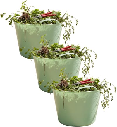 Flexibele kuip / emmer - 3x - mintgroen - 15 liter - kunststof - 35 x 28 cm - met handvatten
