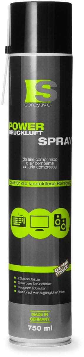 Spraytive 1x 750ml persluchtspray druklucht reiniger voor pc toetsenbord camera stofvrij met spuitrietje nauwkeurig reinigen