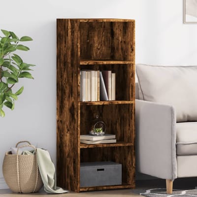 vidaXL - Hoge - kast - 45x41x124 - cm - bewerkt - hout - gerookt - eikenkleurig
