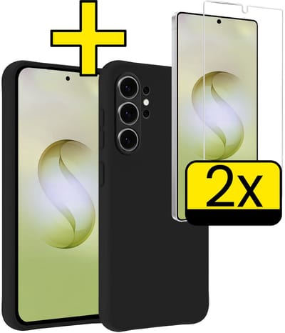 Hoesje - Met 2x Screenprotector - Geschikt voor Samsung Galaxy S26 Ultra - Sterk & Shockproof - Back Cover - Siliconen Case - Telefoon Hoes - Telefoonhoesjes - Zwart