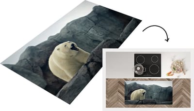 Keukenloper - Loper keuken - IJsbeer - Stenen - Vacht - 120x60 cm - Keukenloper vinyl