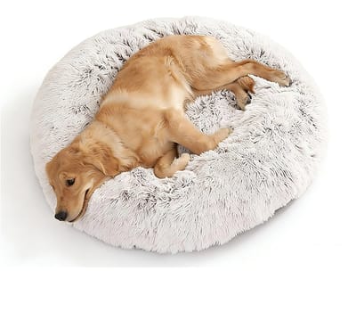 Kalmerend Hondenkussen, Fluffy Plush Ronde Hondendeken Kattendeken voor Bank Bed en Auto, Anti-Slip Onderkant, Wasbaar in de Wasmachine Comfortabel Zacht en Lichtgewicht Geschikt voor Kleine en Middelgrote Honden en Katten met Angst Grad1 120 CM