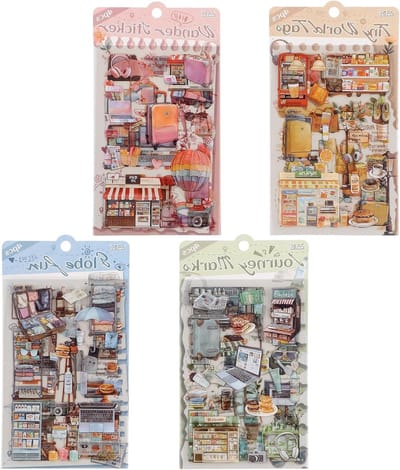 16 vellen kleurrijke reisstickers voor scrapbooking en journaling, perfect voor notitieboeken en accessoires