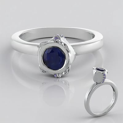 Cavill - 925 Sterling Zilver Geplateerde Ring - 0,698 ct Kyaniet & 0,066 ct Tanzaniet Rond - Elegante Blauwe Edelstenen Ringen
