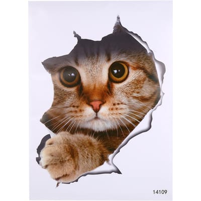 Dier 3D Muurstickers Badkamer Toiletbril Sticker Vinyl Waterdicht Huisdecoratie Kat 1# gray