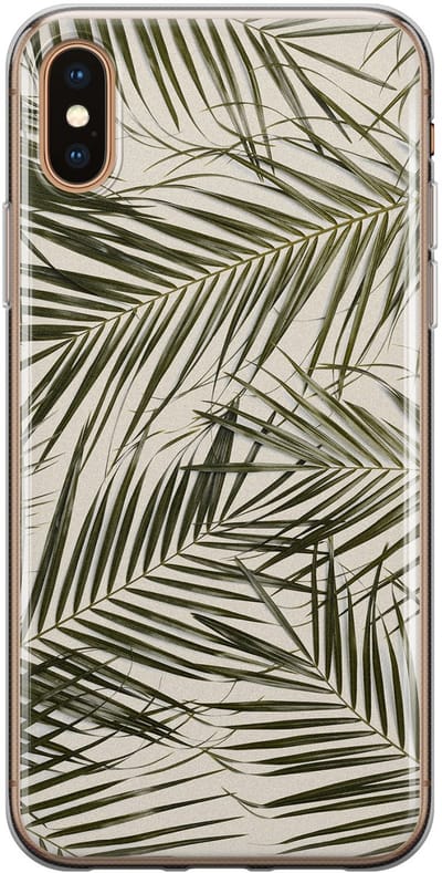 Leuke Telefoonhoesjes - Hoesje geschikt voor iPhone Xs - Palmbladeren - Soft case - TPU - Planten - Groen