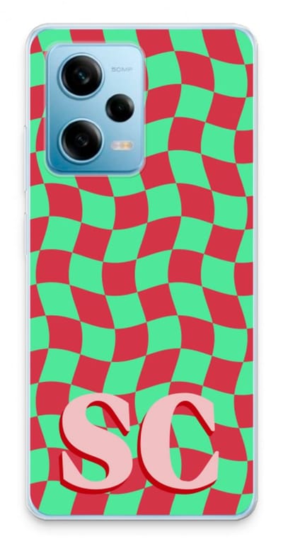 Gepersonaliseerd - Case Company® - Hoesje geschikt voor Xiaomi Redmi Note 12 Pro 5G hoesje - Grid Monogram - Soft Cover Telefoonhoesje - Bescherming aan alle Kanten en Schermrand