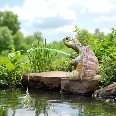 Harsen schildpad vijverfiguur - Decoratieve tuinvijver decoratie voor buiten - Mini vijvervisser voor tuin, balkon of terras