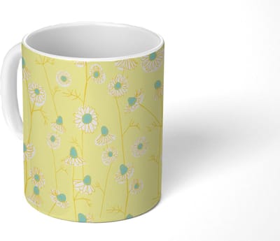 Mok - Koffiemok - Meiden - Kamille - Bloemen - Patronen - Girl - Kindje - Kinderen - Mokken - 350 ML - Beker - Koffiemokken - Theemok