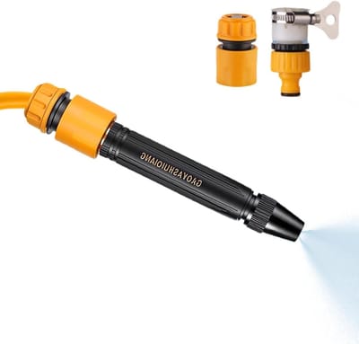 Hogedruk Slang Nozzle - Verstelbare Sproeier - Krachtig Reinigen - Precisie Nevelcontrole - 225 x 12 x 3 cm - Zwart