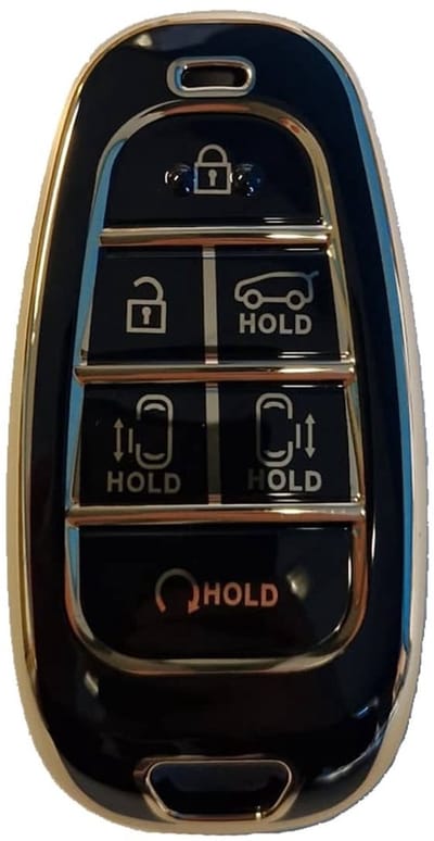 Autosleutel Hoesje geschikt voor Hyundai - Sleutelcover - TPU Cover Sleutelhoes - Accessoires - goud